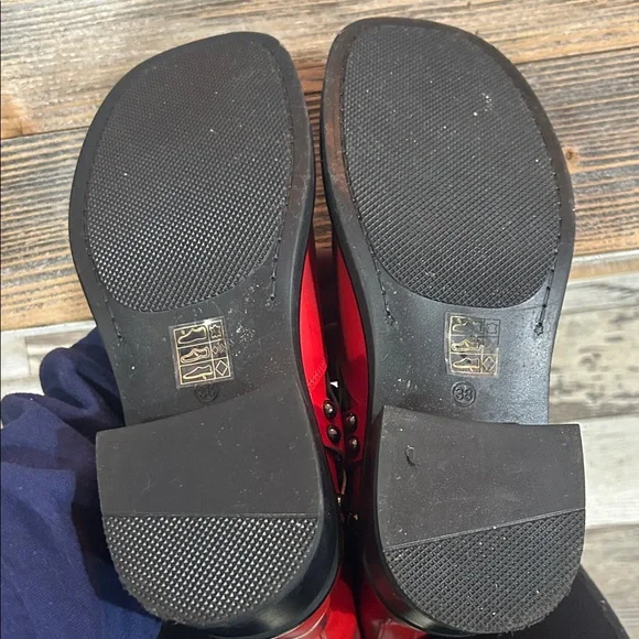 Steve Madden Red Combat Boots with Buckles - Picture 6 of 7